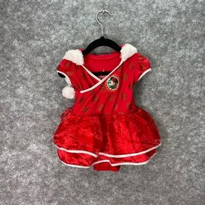 Disney Parks Romper Dress Girls 3-6 Months Minnie Mouse Christmas Hooded Tutu